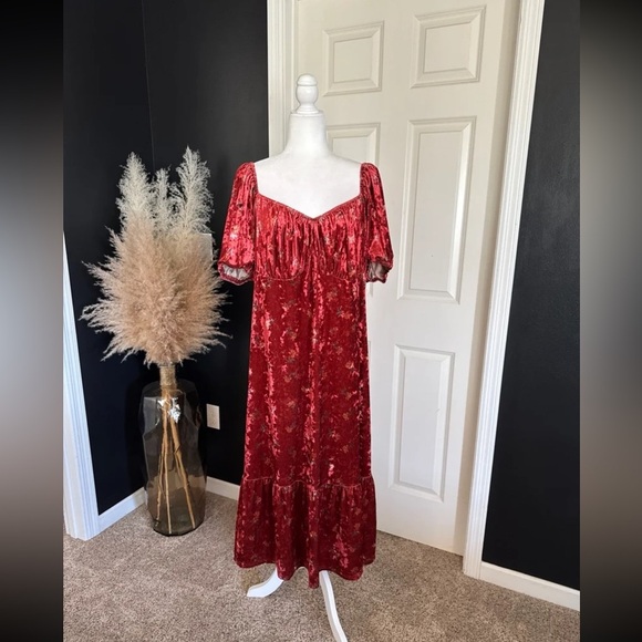 Cider Velvet Sweetheart Floral Midi Dress 
size XXL - Picture 8 of 12